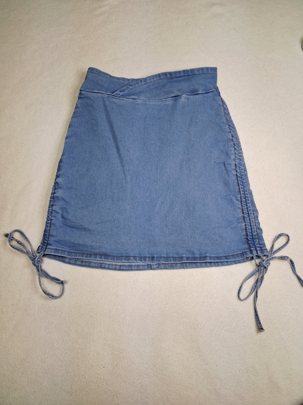 Light Blue Denim Side Tie -Detail Skirt